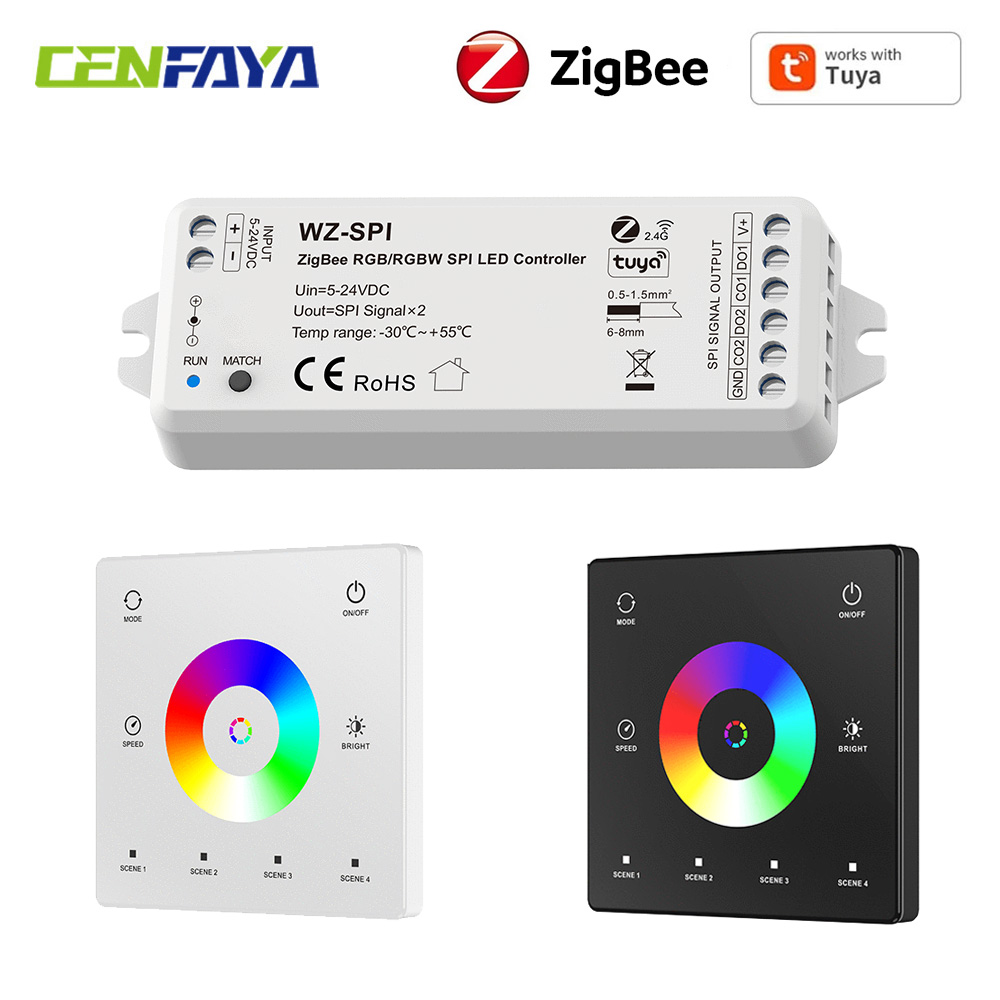 5V-24V Tuya Zigbee SPI LED Controller RGB RGBW IC WS2812B WS2811 TM1803 TM1804 SK6812 Pixel Strip Light for Alexa Home