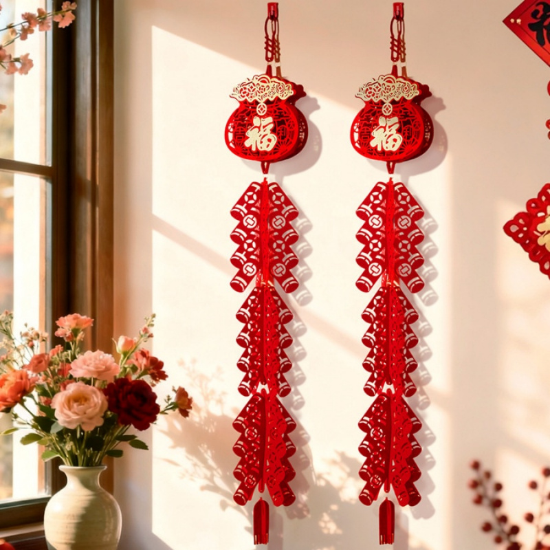 1Pc 2026 Chinese Spring Festival Red Pendant - Year of the Horse Lucky Home Decoration, New Year Blessing Gift