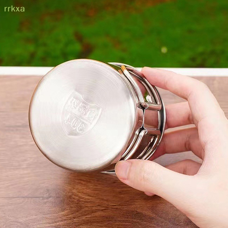 1Pc Stainless Steel Folding Handle Cup Portable CarabinerOutdoor Camping Cups for Home Outdoor Camping Accessories