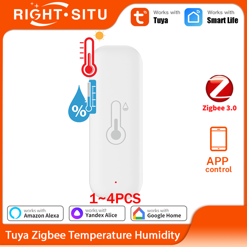 Tuya Zigbee Temperature Humidity Sensor Thermo-hygrometer APP Remote Control Support Yandex Alexa