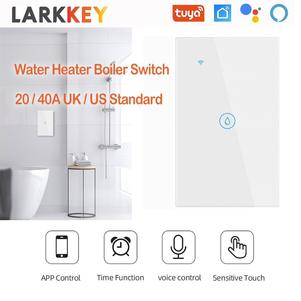 Tuya WiFi Touch Smart Water Heater Boiler Switch US/EU/UK 20A 40A Timer Switch Voice Control Works with Alexa Home