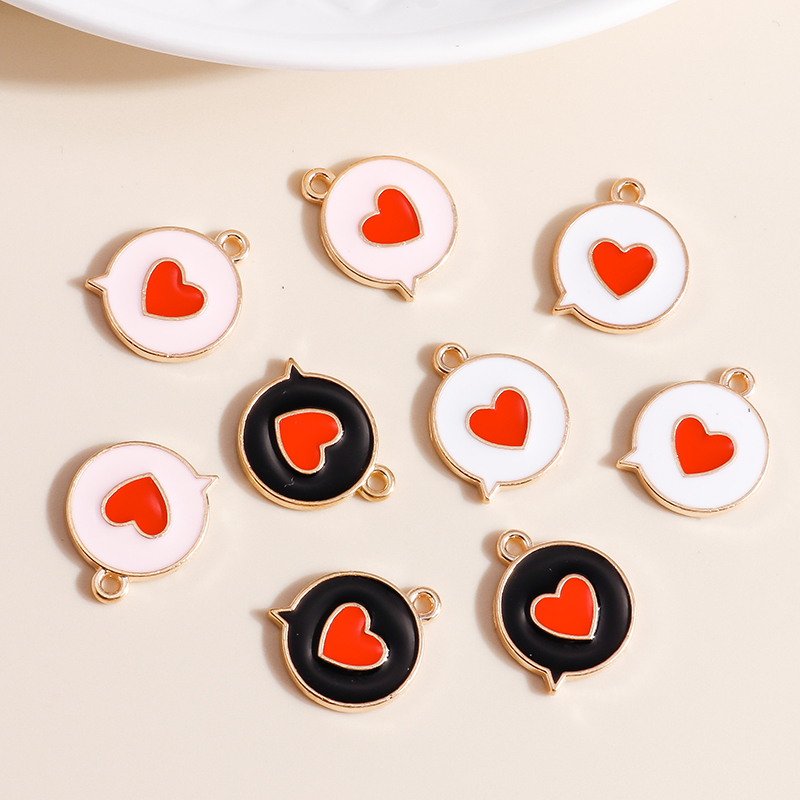 10pcs 14*17mm Romantic Love Heart Charms for Jewelry Making Enamel Circle Charms DIY Pendants Earrings Necklaces Accessories