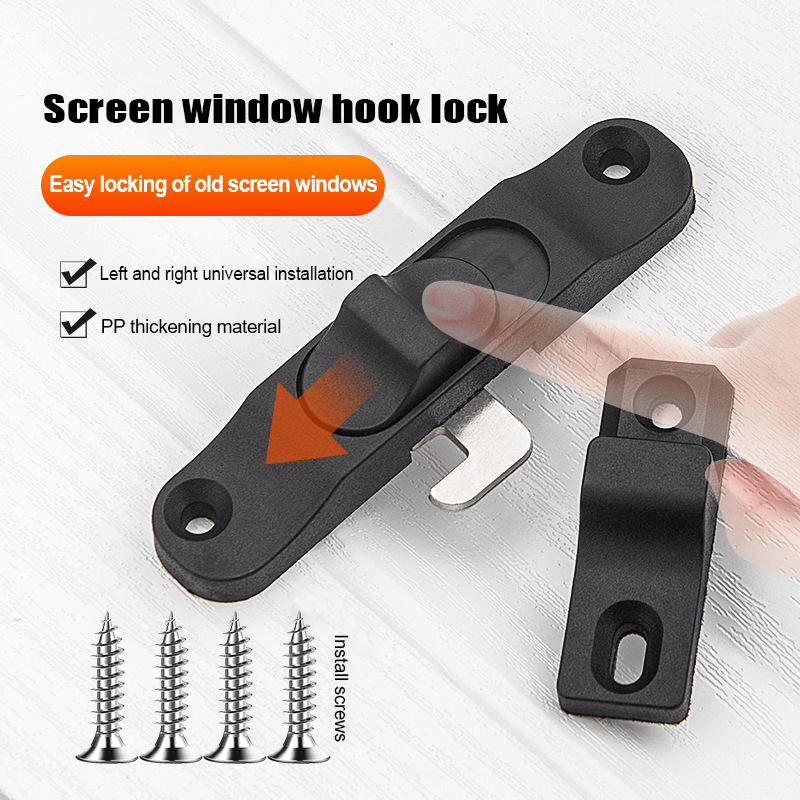1 Set Sliding Pull Door Lock Anti Theft Window Hook Lock Buckle Multifunctional Push-Pull Window Lock Hardware