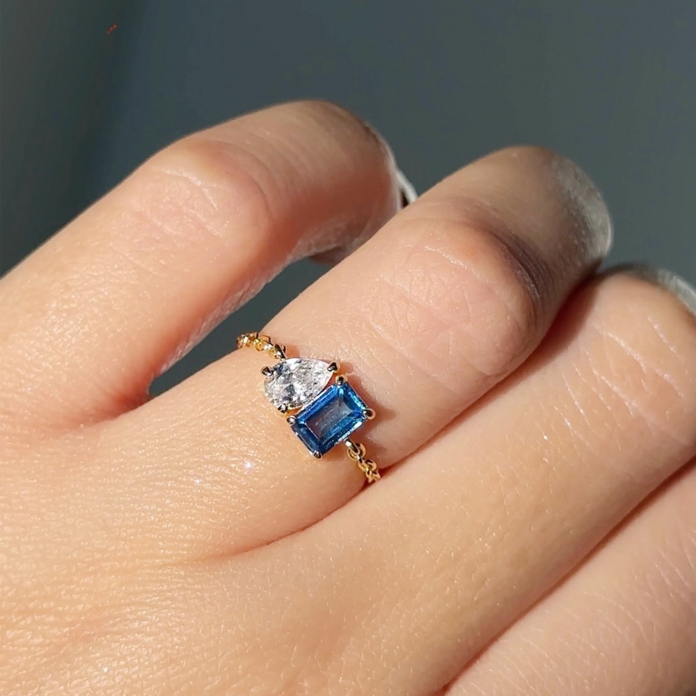 Trendy Women Wedding Rings Luxury Two Tone Crystal AA Cubic Zirconia Engagement Anniversary Party Elegant Female Jewelry