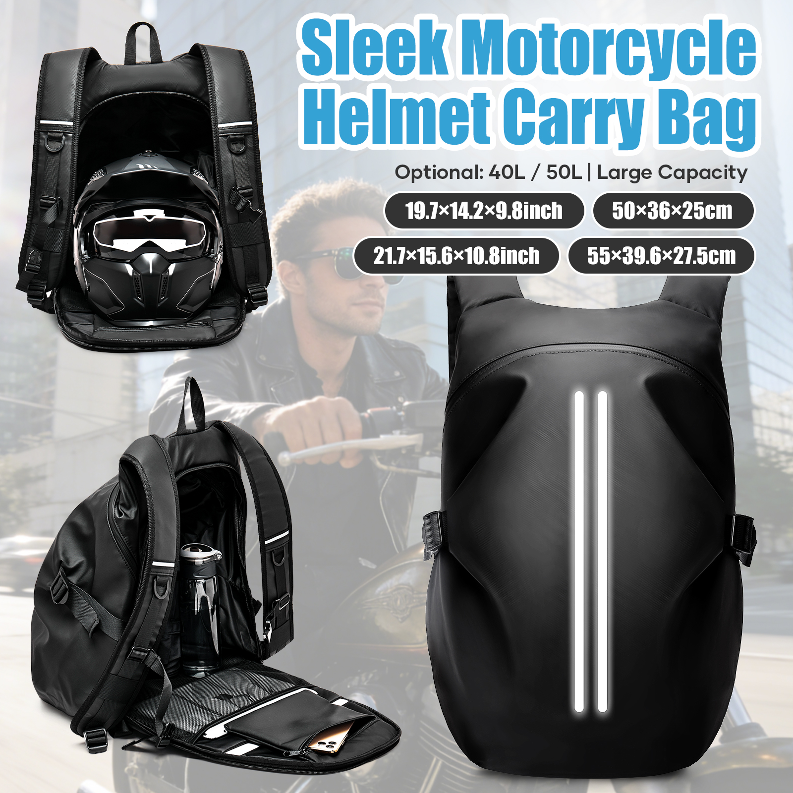 Motorcycle Backpack, Men's Motorcycle Helmet Bag, Large Capacity Travel Backpack Casual Backpack Men Weekend Trekking Backpack