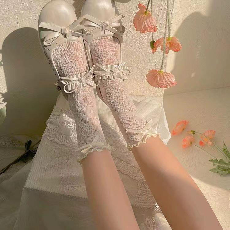 Women's Socks Solid Color Socks Ultra Thin Lace Funny Mesh Sock Wholesale Spring Summer Breathable Crystal Socks Girls Sox
