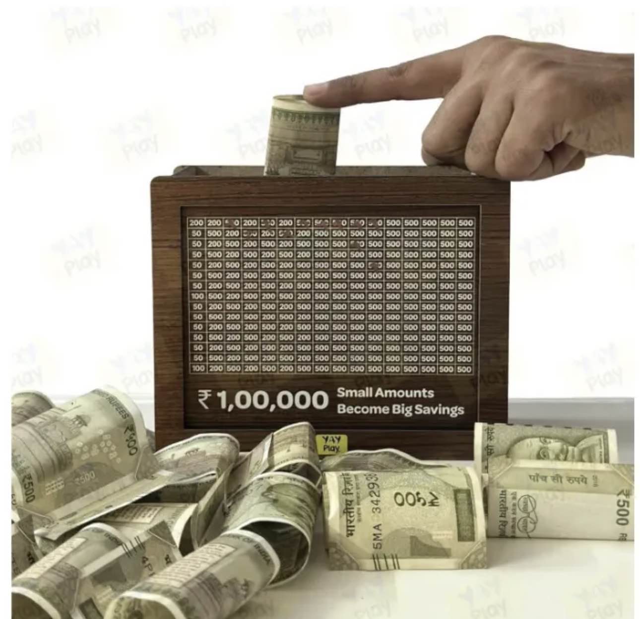 Money Savings Box for Adults 1,00,000 , Wooden Piggy Bank , Birthday Return Gifts for Kids