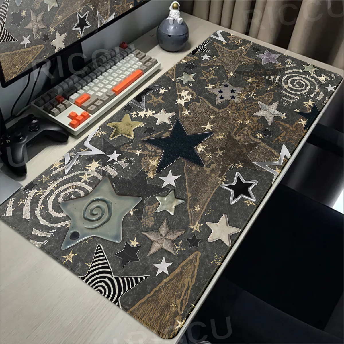 Star Grey Marble Large Mousepad XXL Gaming Mouse Pad E-Sports Tablemat Kawaii Office & Study Decort Desk Mat PC Cabinet Carpet