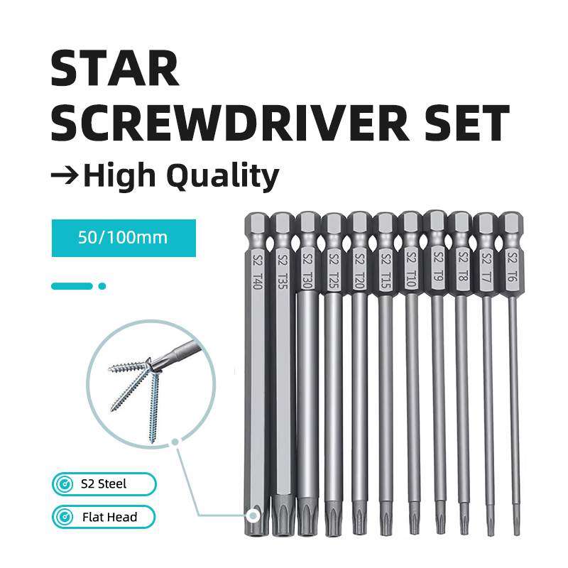 Hex Bits Driver Tamper Proof Security Drill Magnetic Security Screwdriver Set 50/100mm S2 Steel High Quality Torx Screwdriver