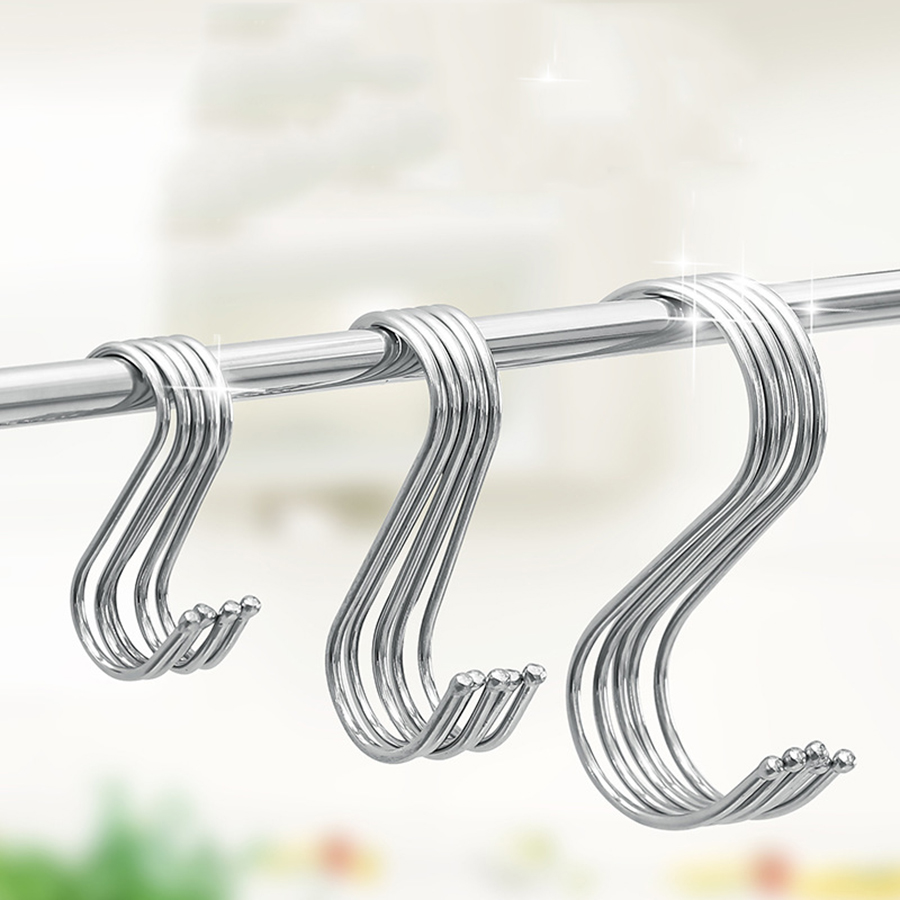 Multi use stainless steel S-shaped hook wall mounted bathroom kitchen S-shaped hook cabinet door S hook small hook