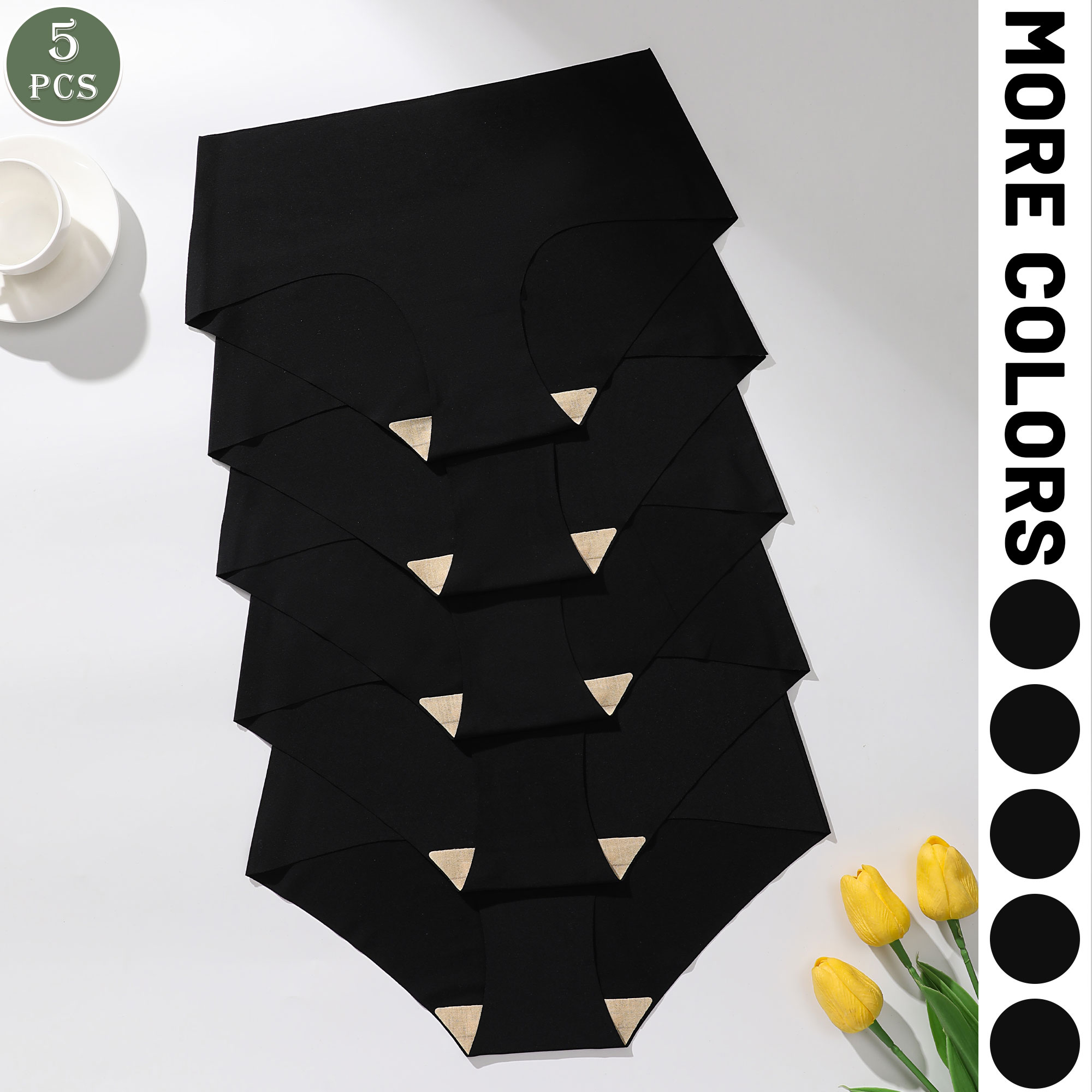 5pcs/Pack Solid Color Simple Seamless Triangle Panties