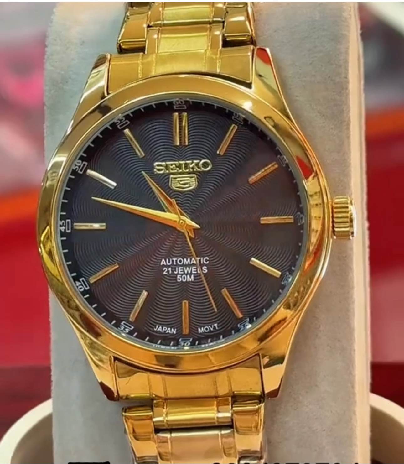 Men’s Luxury Automatic Gold Watch - 21 Jewels, 50M Water-Resistant, Stainless Steel Bracele