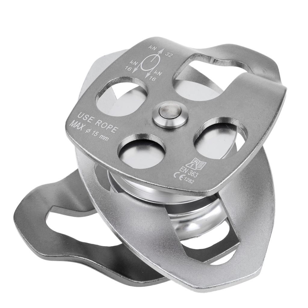 Double Pulley Durable Aluminum Alloy Big Pulley Vertical Rescue Equipment for Rappelling Climbing Hauling Caving