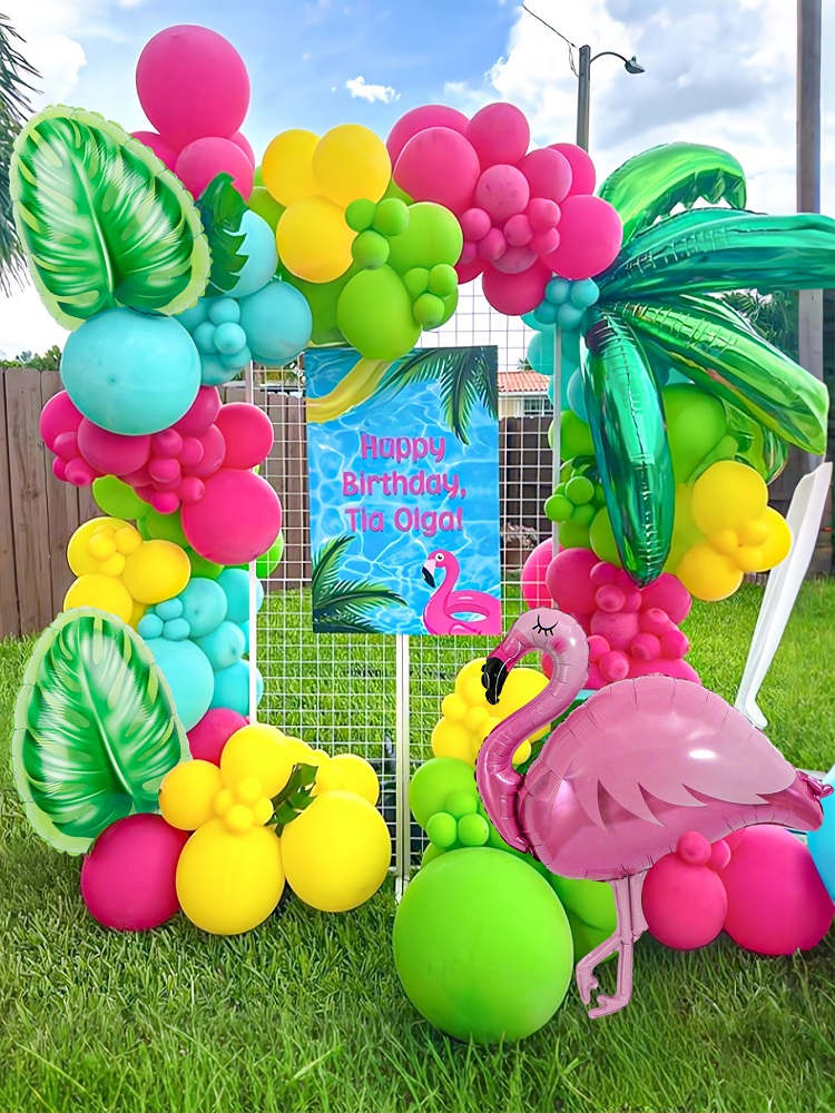 1pc\132pcs Tropical Theme Balloon Arch Kit for Hawaiian banquet summer beach themed birthday parties, wedding decoration