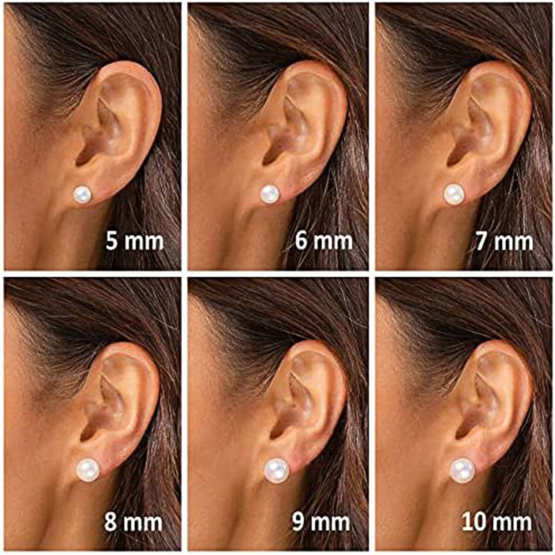 Huitan Simple Imitation Pearl Stud Earrings for Women Gold Color 5/6/7/8/9/10MM Dainty Ear Piercing Earrings Trendy Jewelry Hot
