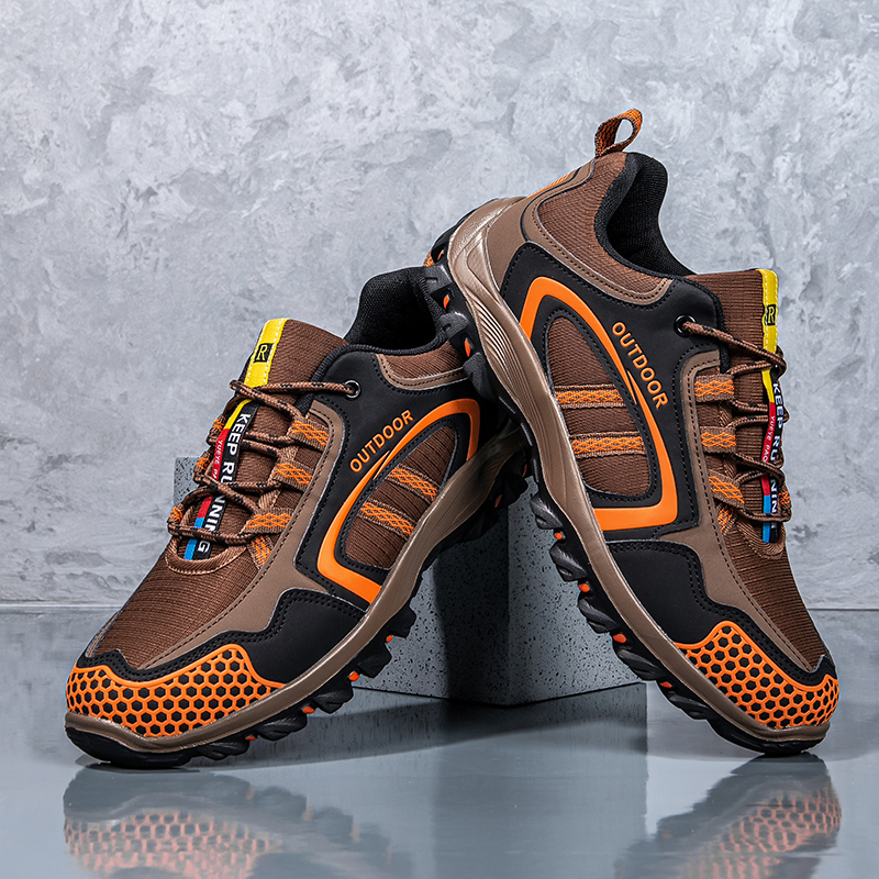 Men‘s Breathable Hiking Shoes Outdoor Trail Trainers Lace-up Climbing Shoes Anti-slip Trekking Sneakers Hunting Tactical Boots