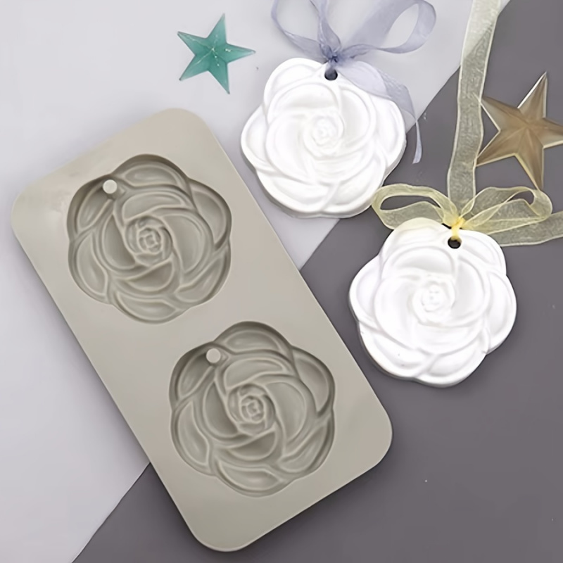 1/2pcs Camellia Silicone Mold Aromatherapy Gypsum Hanging Sheet Manual Dropping Glue DIY Decoration Mold