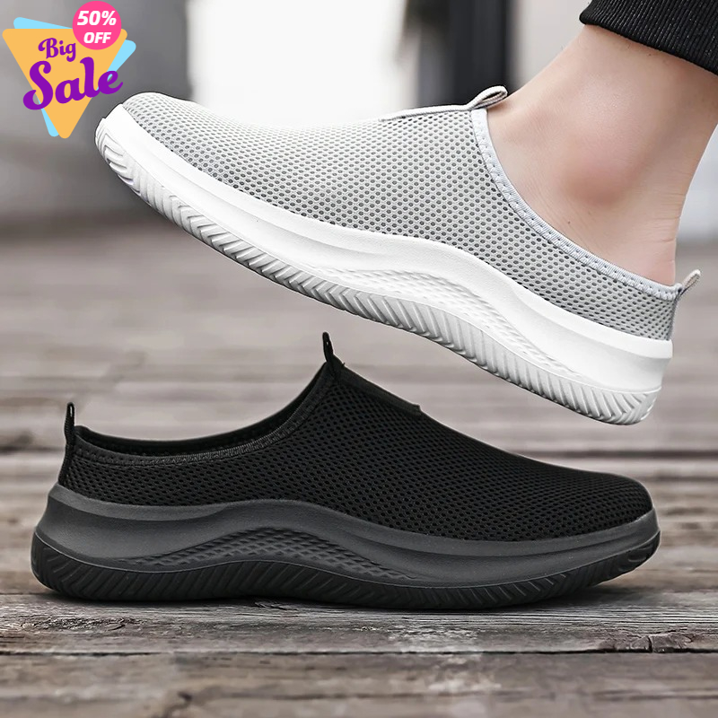 Men Casual Shoes Slip-On Half Slippers Running Shoes Men Plus Size Sport Shoes Lightweight Comforty Breathable Walking Sneakers