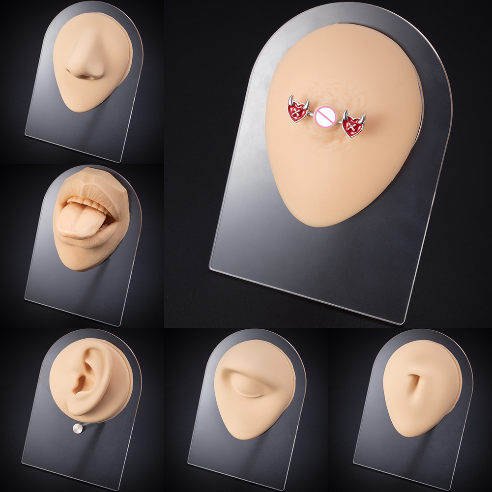 1pc Soft Silicone Human Nipple Model Ear Mouth Eye Tongue Navel Piercing Display Simulation for Jewelry Display Teaching Tools