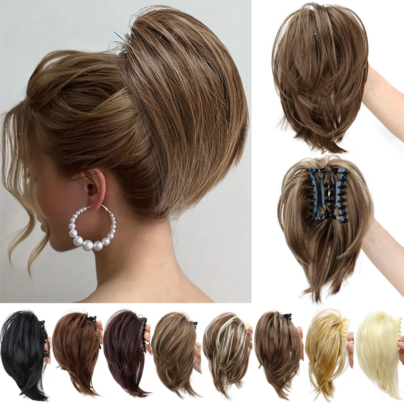 Elegant Messy Bun Hair Clip for Women,Synthetic Straight Ponytail Extension & High Bun,Easy to Wear Perfect for Daily Use