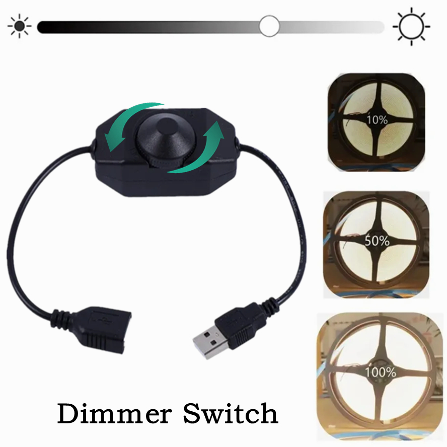 5V USB Knob Dimmer Switch USB Female To Male Extension Cord with Rotary ON OFF Controller LED Lights Strips Night Light Bulb