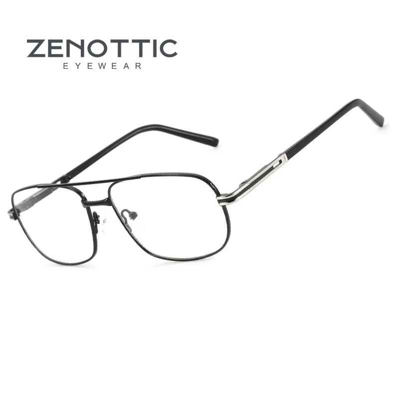 ZENOTTIC Women Men Square Frame Optical Pilot Glasses Male Metal Eyewear Classic Retro Style Non-Prescription Eyeglasses