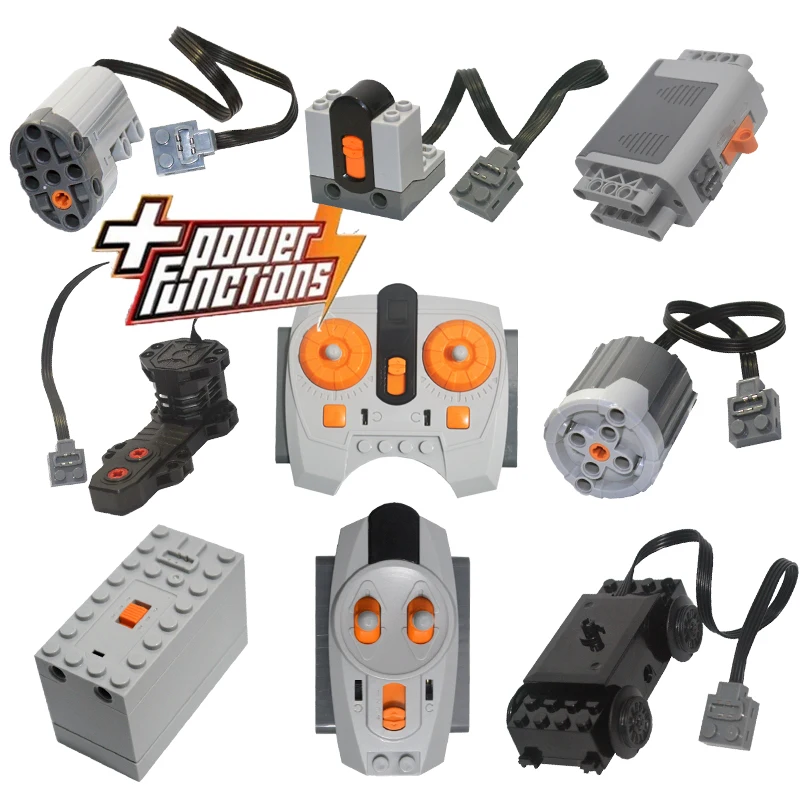 MOC Power Functions Parts Building Blocks Train Track Motor Battery Box Infrared Speed Remote Control Receiver Brick for Legoeds