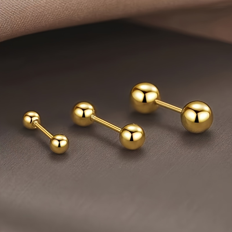 1 Pair 16G Stainless Steel Round Ball Bar Screw Back Stud Earings Barbell Tragus Helix Daith Cartilage Ear Piercing Body Jewelry
