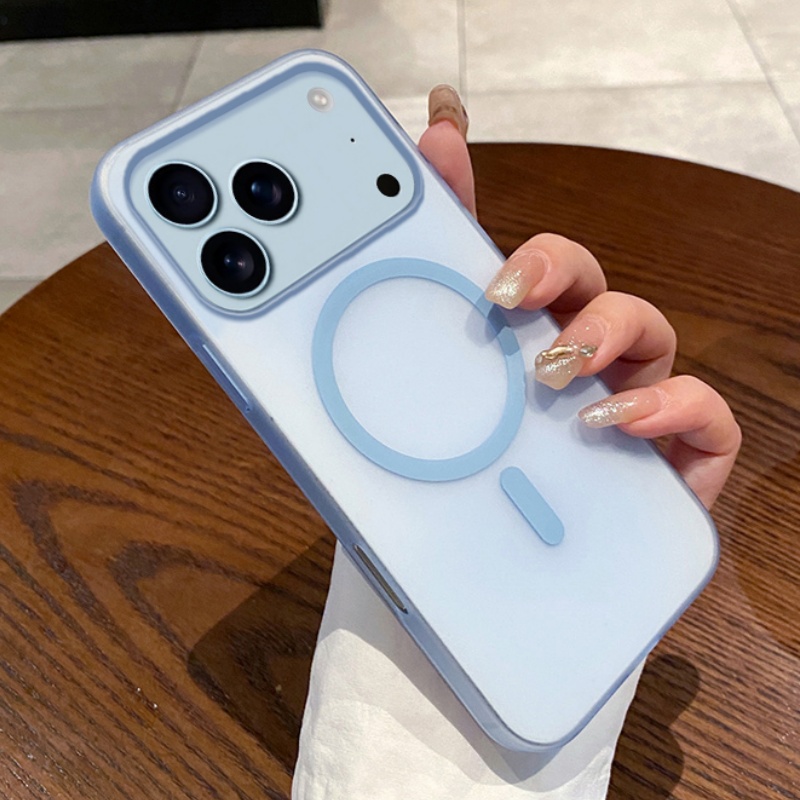Luxury Color Blocking Magnetic Matte Translucent Case For iPhone 17 16 15 14 13 12 Pro Max For Magsafe Wireless Charge Cover