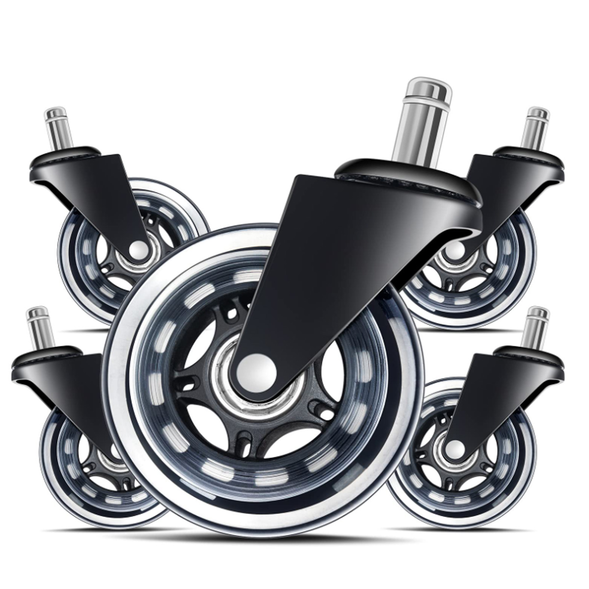 5PCS Office Chair Caster Wheels 3 Inch Swivel Caster Wheels Replacement Soft Safe Rollers Furniture Hardware