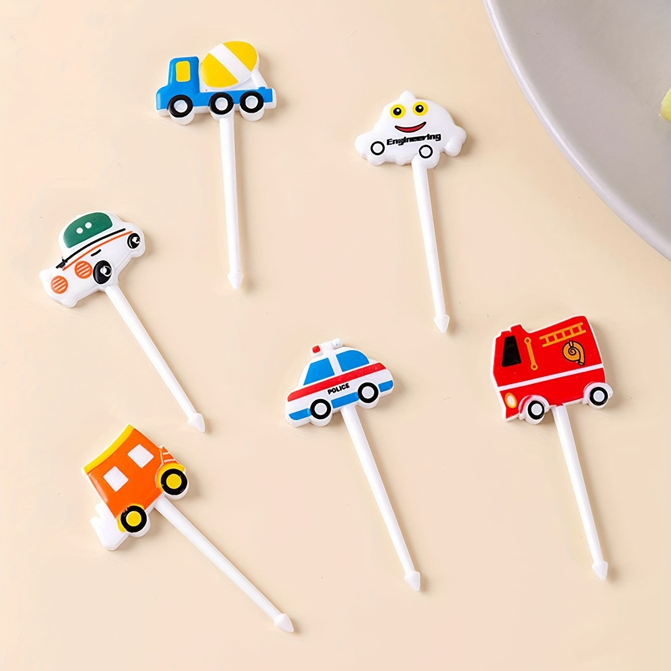 6pcs/set Car Castle Vegetable Cute Mini Toddler Children Fruit Forks Toothpicks Kids Food Picks Cartoon