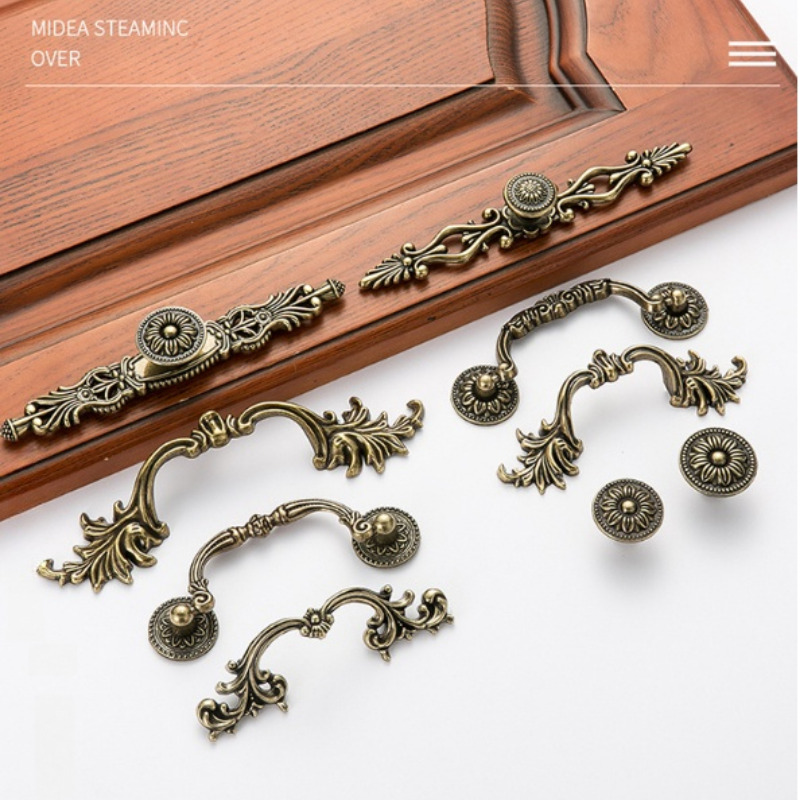 Retro Home Cupboard Pull Square Cabinet Drawer Knobs Zinc Alloy Dresser Door Hardwares Antique Bronze Bathroom Handles