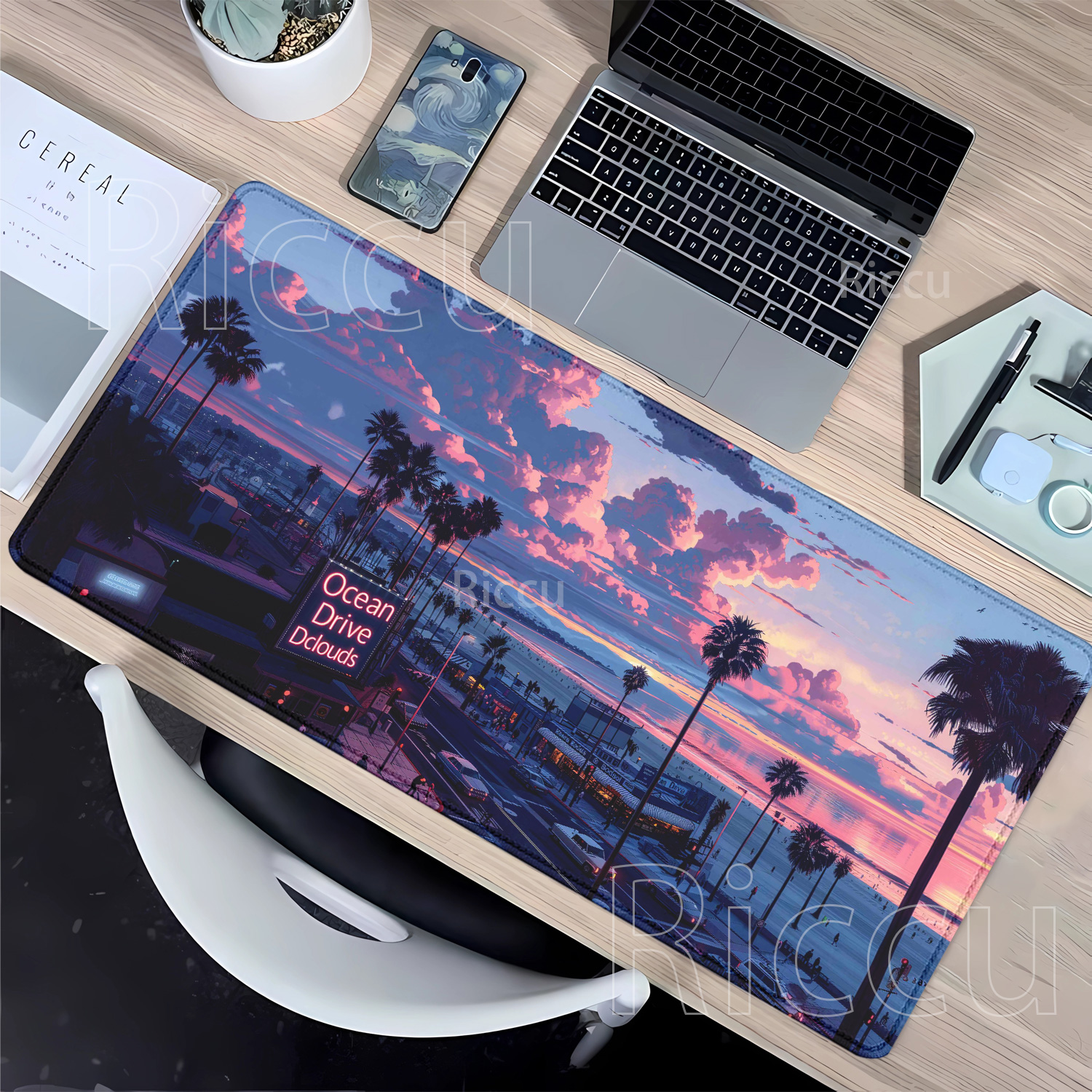 sunset beach Scenery Mouse Pad Large Anti-Slip Gaming Mousepad Office Game HD Printing 400x900mm overlock XXL Desk Mat