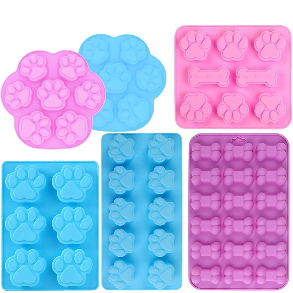 1piece Silicone Paw Cake Bone Chocolate Moulds Food Grade Candy Jelly Molds Puppy Dog Paw and Bone Silicone Mold Dog Treats