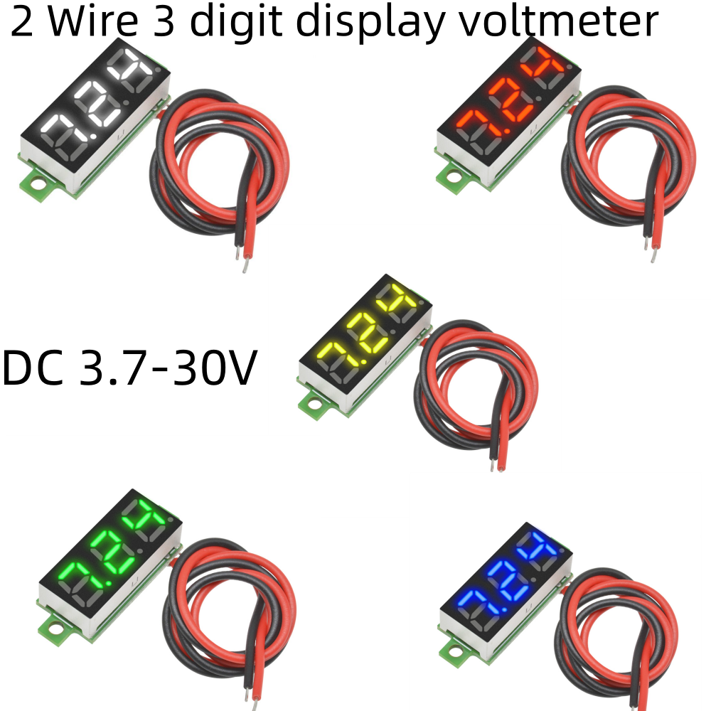 1-10Pcs 3 Wires Digital Voltmeter Mini DC 0-100V Voltmeter Voltage Tester Panel Meter Red/Blue/Green/Yellow For Motorcycle Car