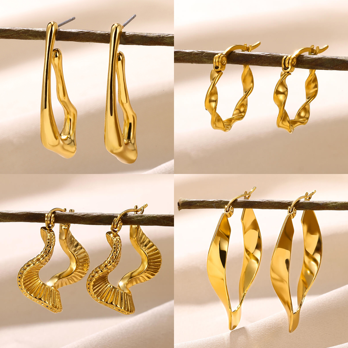 2023 New Fashion Stainless Steel Earrings For Women Unique Design Geometric Retro Irregular Earrings Jewelry Wholesale