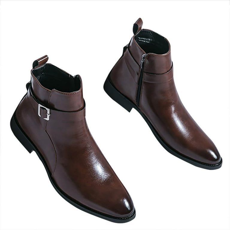 Brown Ankle Boot With Heavy Zip In Outstanding Look