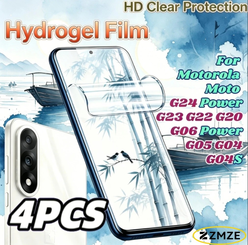 4 Pieces Hydrogel Films for Moto G04 G04S G05 G22 G20 G23 G24 G06 Power Ultra Clear Ultra Thin Glossy Screen Protector