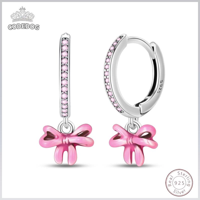 Hot 925 Sterling Silver Earrings Charm Simple Shiny Cute Bow Zircon Wedding Ladies Jewelry Gift