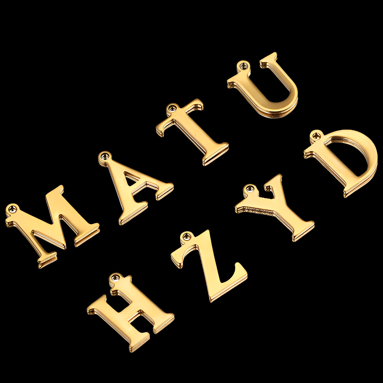 10 Stainless Steel Compact Letter Pendants DIY Simple Women's Men's Sweater Chain Bracelet Connector Consumables Found