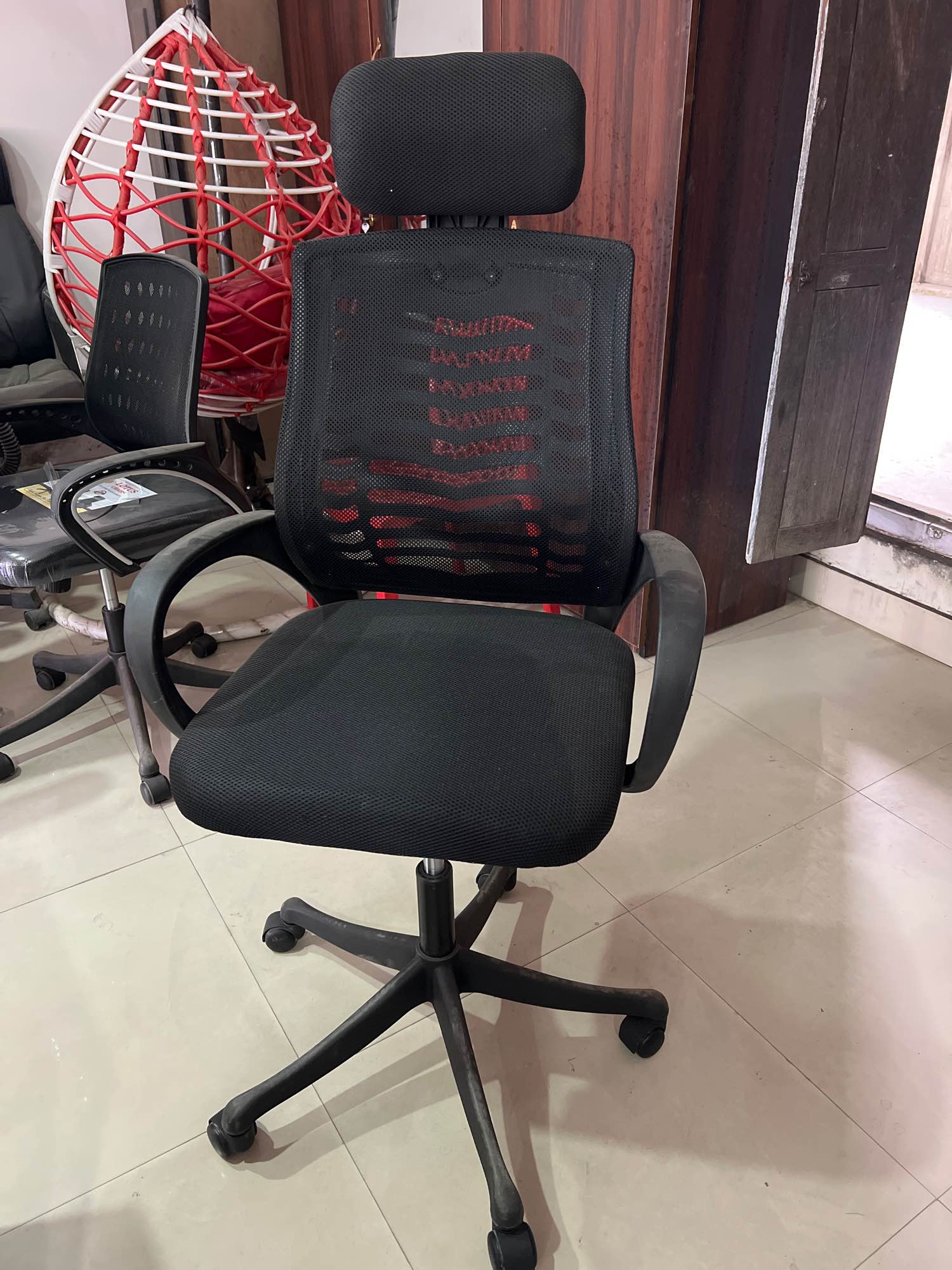 Net Revolving Chair With Head Rest