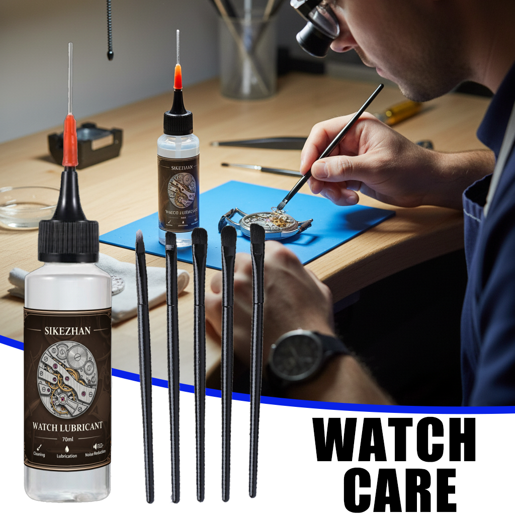 Precision Watch Oil with Cleaning Brush Pack, Needle‑Tip Movement Lube, Anti‑Wear, Dust Clean, for Mechanical/Quartz, Repair Kit