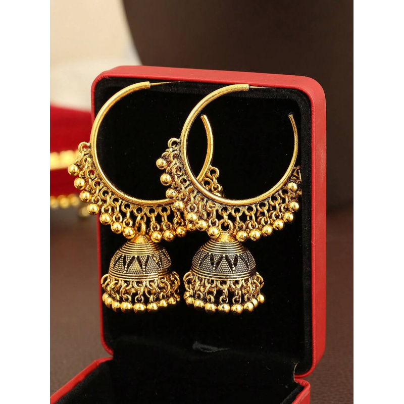 1pair Exaggerated Vintage Bohemian Style Earrings, Luxurious And Fashionable Women's Party Accessories
