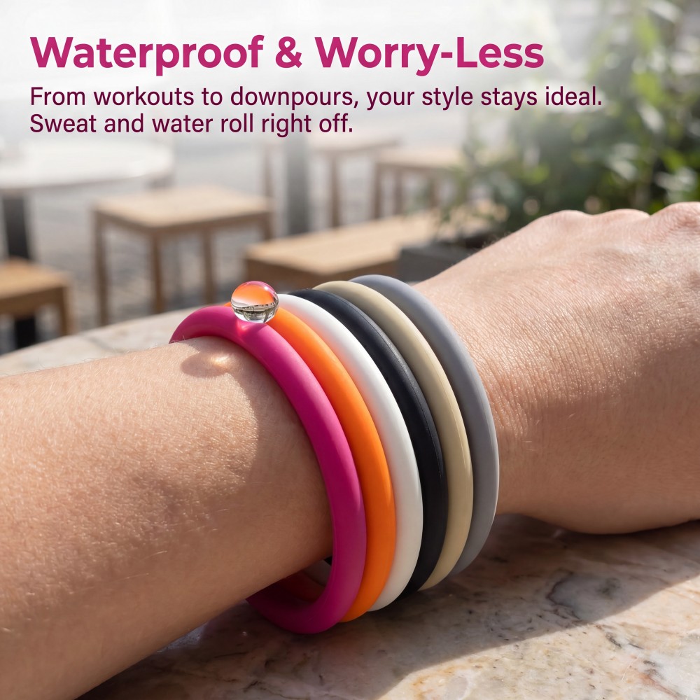 1 Piece/Round Silicone Bracelet, Simple Silicone Bracelet, Seamless Silicone Bracelet, Half-Circle Silicone Bracelet, Black and White Couple Bracelets, Stylish Silicone Bracelets
