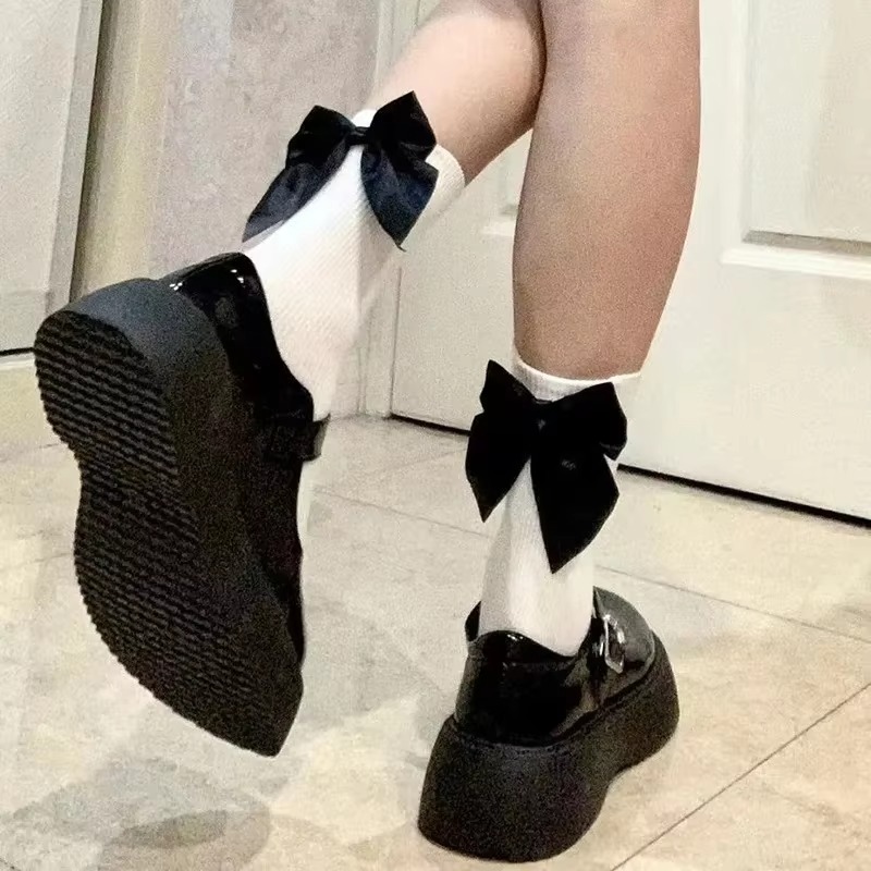 Women Socks Spring Summer White Japanese Cute Kawaii Harajuku Sweet Style Lolita Bowknot Female Short Crew Socks Girl Soks
