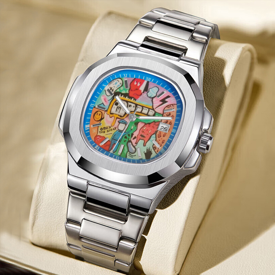 2025 New Square Men's Watch Abstract Art Dial Trendy Retro Niche Watch Luxury Silver Black Gold Quartz Watch Street Style