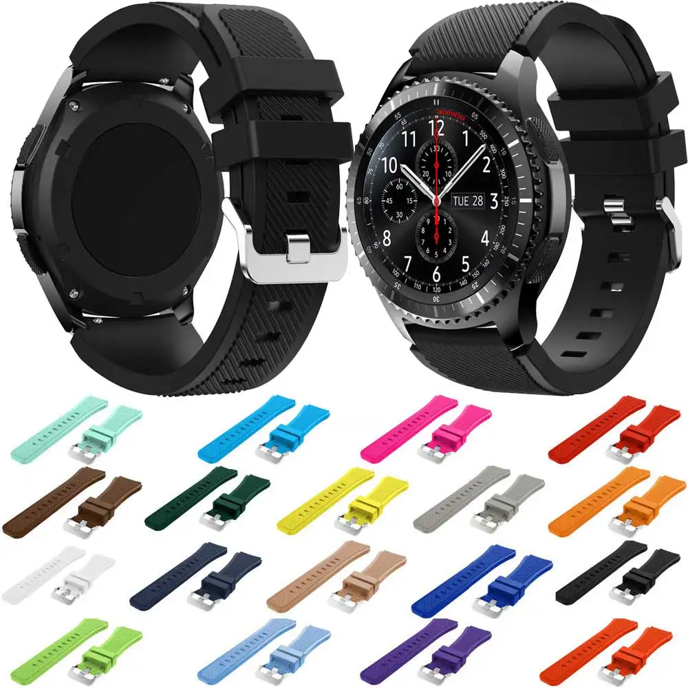 Silicone Strap for Samsung Gear S5/S4/S3 Frontier/Classic Band 22mm Wrist Bands Replacement Rubber Belt