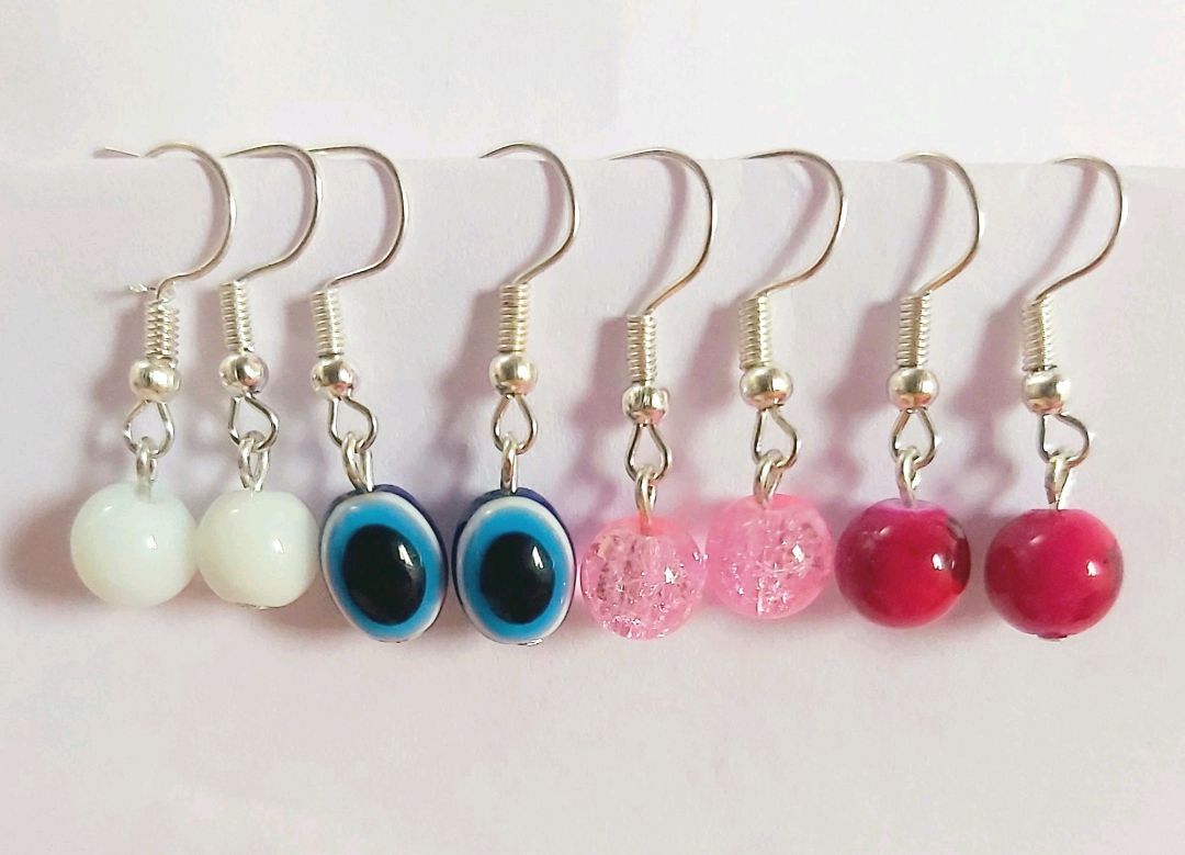 Evil Eye And Beads Combo Earrings Set For Womens