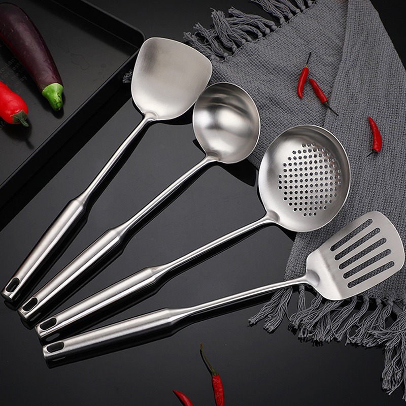 1Pieces 304/201 Stainless Steel Spatula And Spoon Heat Insulation Hollow Handle Cookware Kitchen Utensil Outdoor Tableware