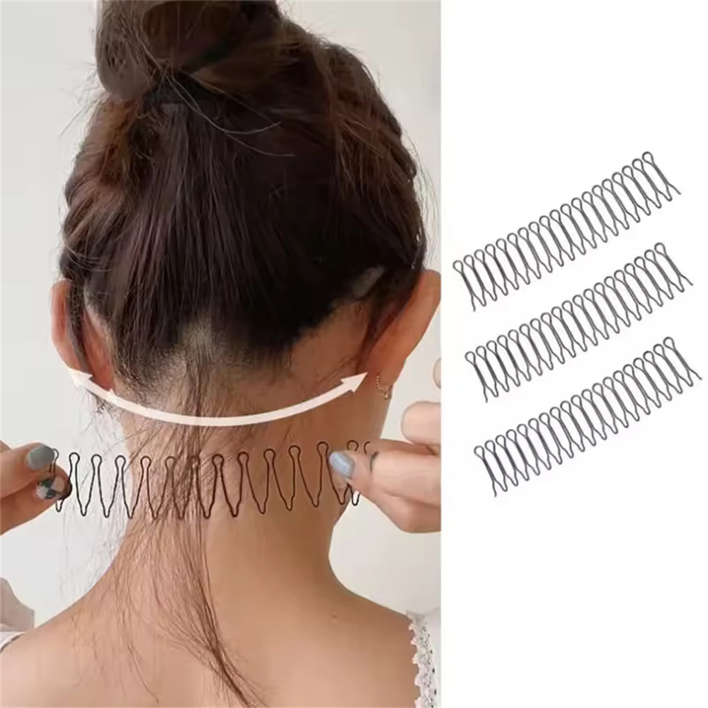 1PC Women Invisible Broken Hair Hairpin Tiara Tools Roll Curve Needle Bangs Fixed Insert Comb Styling Accessories